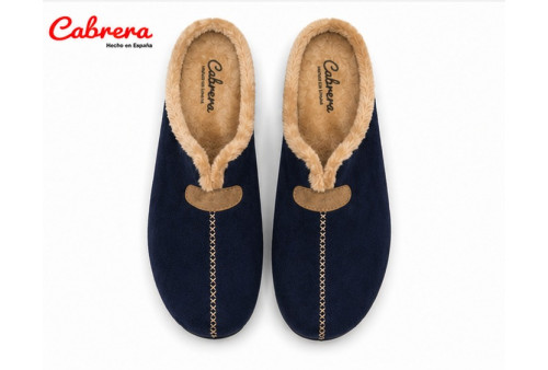 Cabrera 3640 chinela bamara marino, con escote en V superior