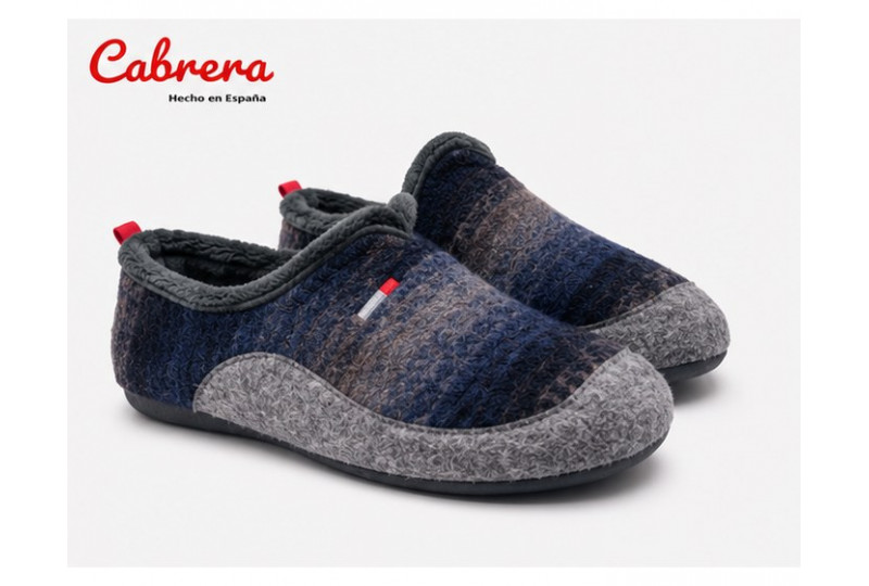 Cabrera 3670 zapatilla en lana de cuadros Artik marino par