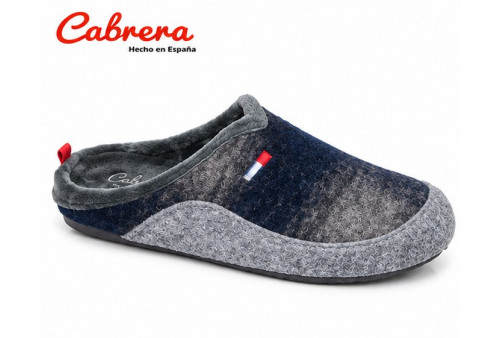Cabrera 3669 chinela lana de cuadros Artik marino perfil