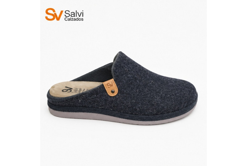 Chinela Salvi 47L-000 en lana antracita perfil