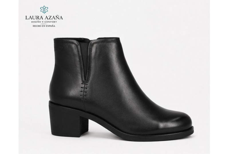 Botín Laura Azaña LA 27900 piel negra perfil