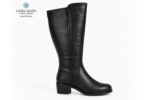 Bota Laura Azaña LA 27905 piel napa negra perfil