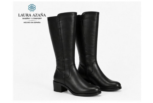 Bota Laura Azaña LA 27905 piel napa negra par