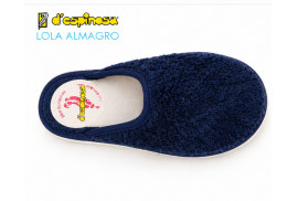 918 DESPINOSA. Zueco rizo algodón azul marino, piso microporoso