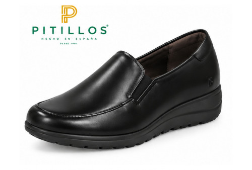mocasín Pitillos 108 de piel napa negra lateral