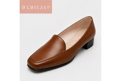 Mocasín D’Chicas 1021 de piel napa color cuero