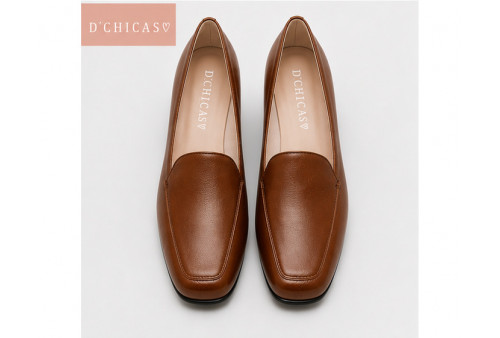 Vista superior mocasín D’Chicas 1021 color cuero