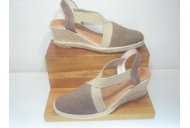 VALENCIANA LONA TAUPE ELASTICOS CRUZADOS,PLANTA ACOLCHADA CUñA YUTE 5 CUERDAS