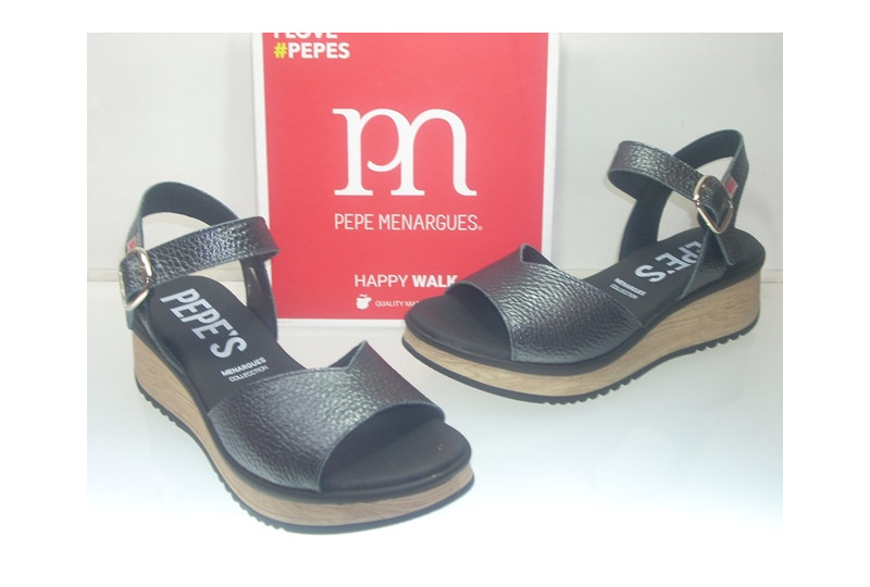 SANDALIA PIEL METAL NEGRO...