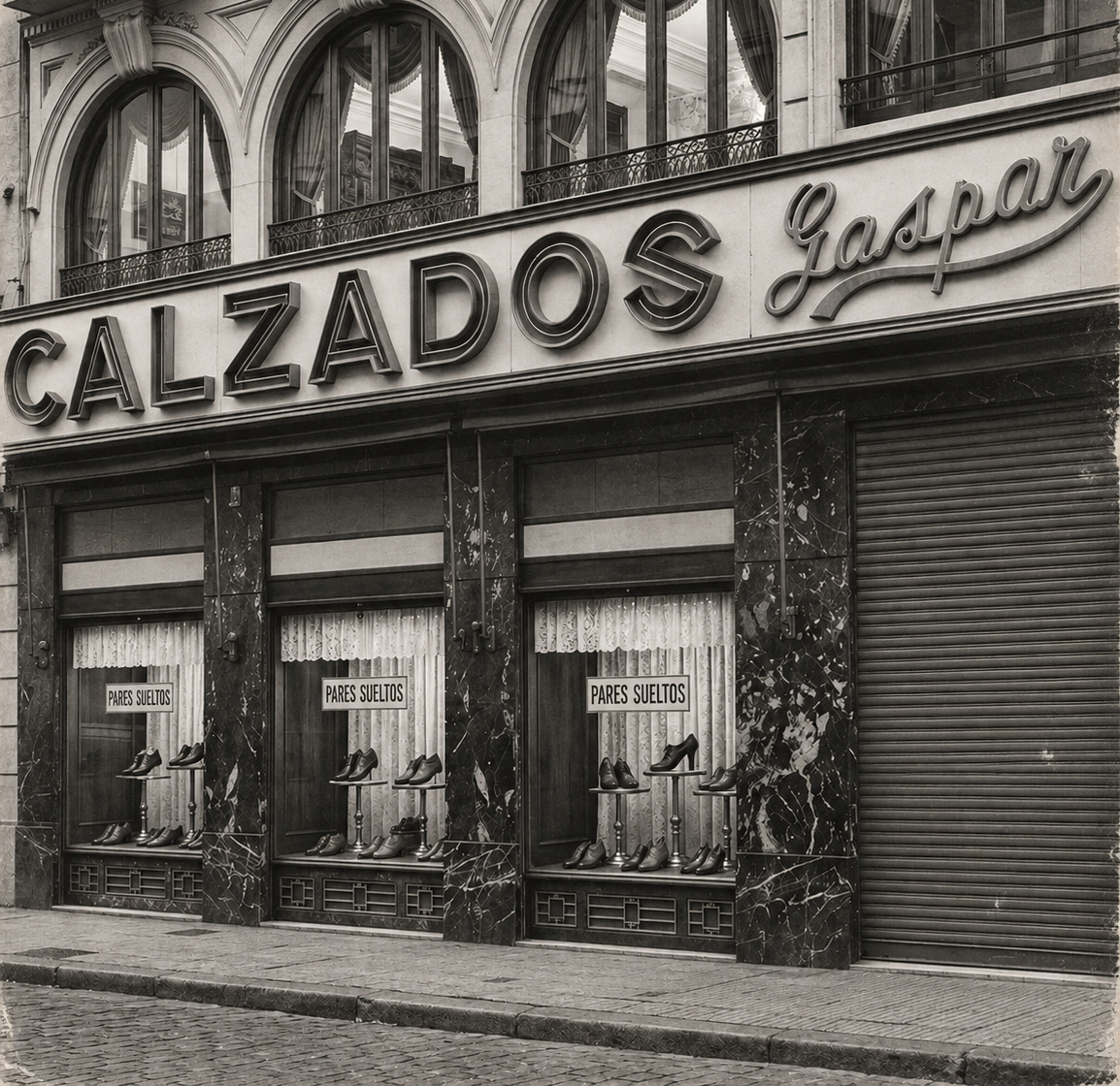 Fachada histórica de Calzados Gaspar, zapatería tradicional de Valencia desde 1940